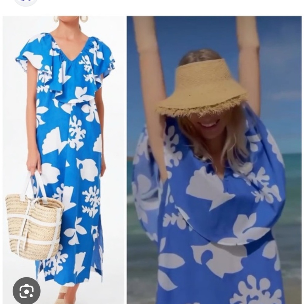 Tuckernuck V Neck Ruffle Floral Midi Dress Size M